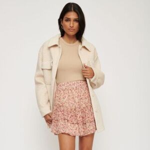 Dynamite Pink and Orange Ruffled Skater Mini Skirt